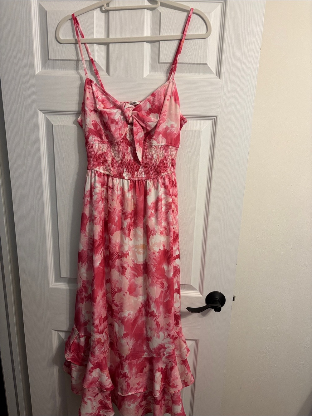Grace Karin Pink Floral Tie-Front Maxi Dress